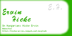 ervin hicke business card